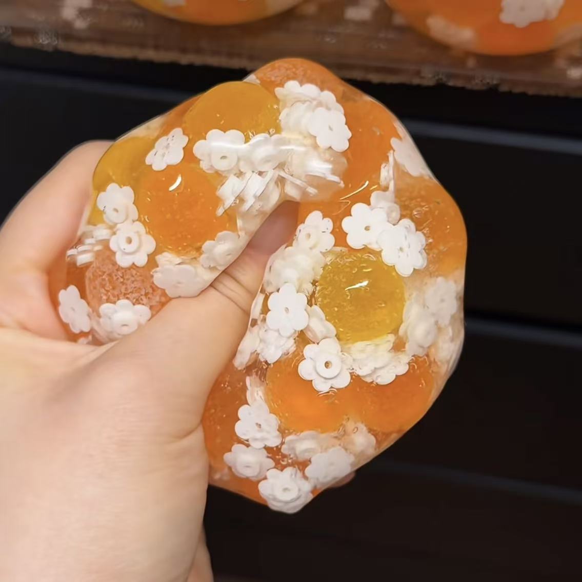 オレンジ琥珀 ストレスボール (透明予備カバー付き)